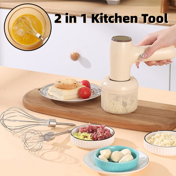 Electric garlic chopper, 2-in-1 functionality, Convenient chopping, Effortless meal prep, Precision chopping, Kitchen gadget, Garlic mincer, Time-saving tool, Easy to use, Versatile appliance